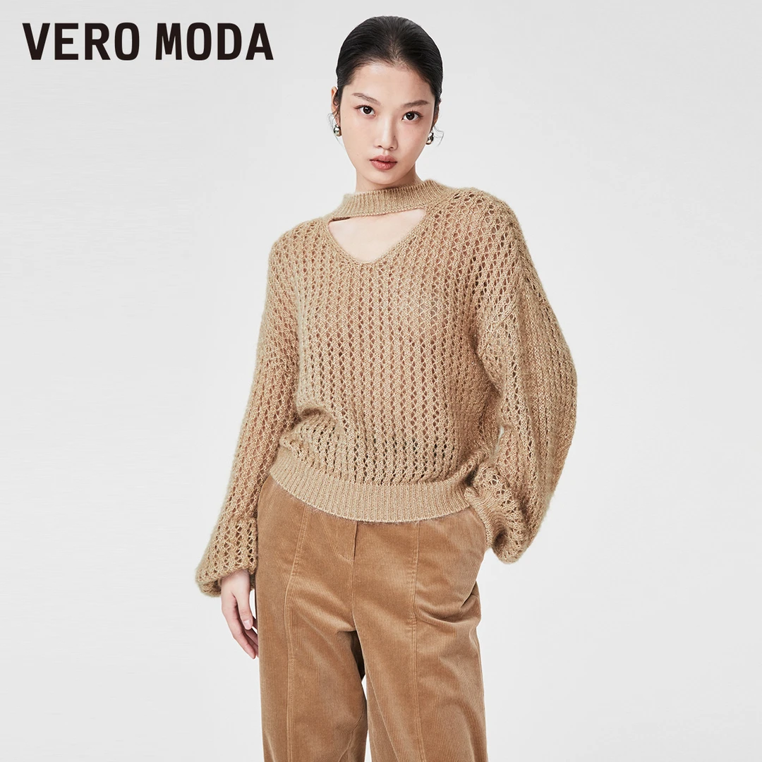 Vero Moda针织衫女秋冬新款优雅气质时尚设计感灯笼袖洋气炸街
