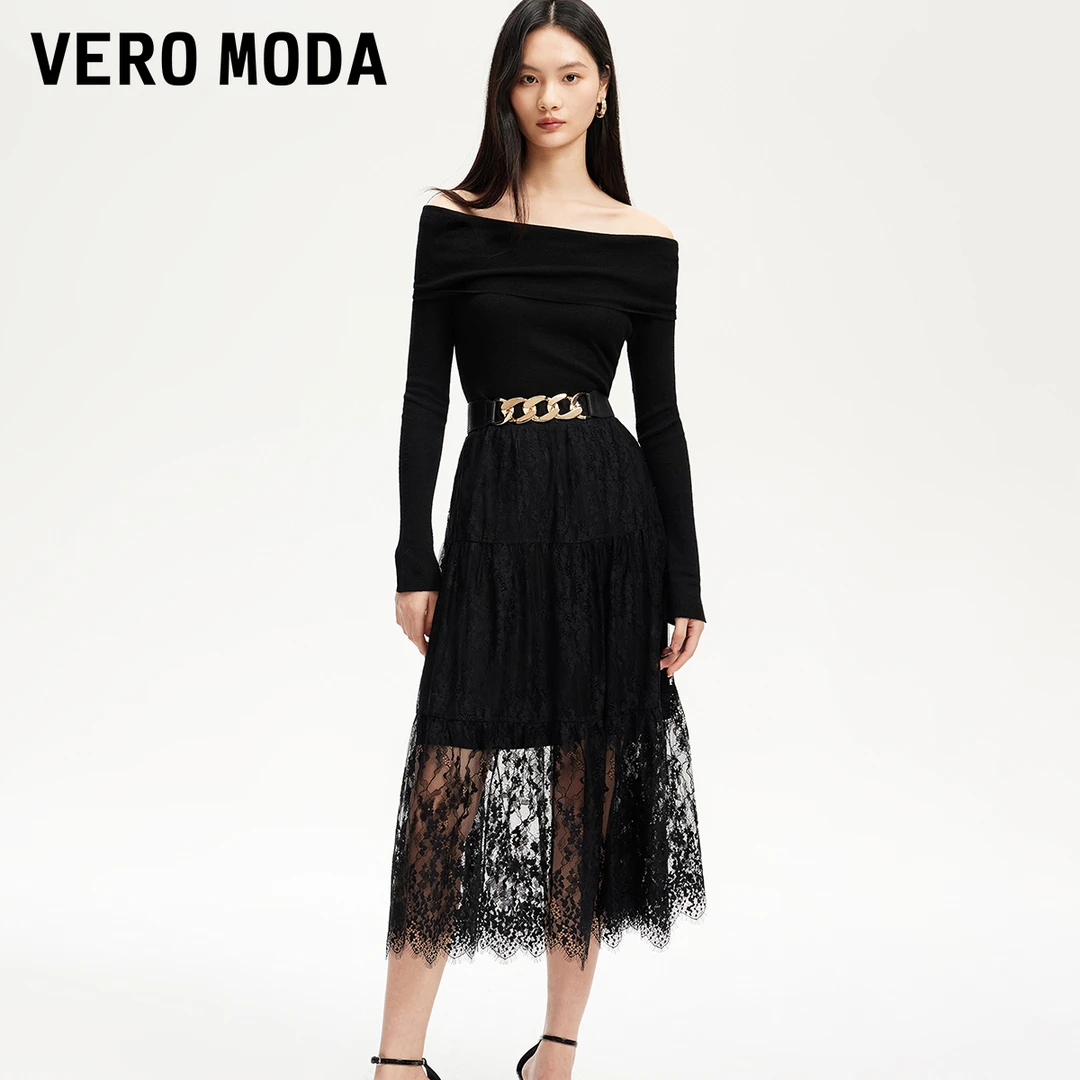 Vero Moda半身裙气质蕾丝多层拼接A版半身长裙百搭洋气裙子