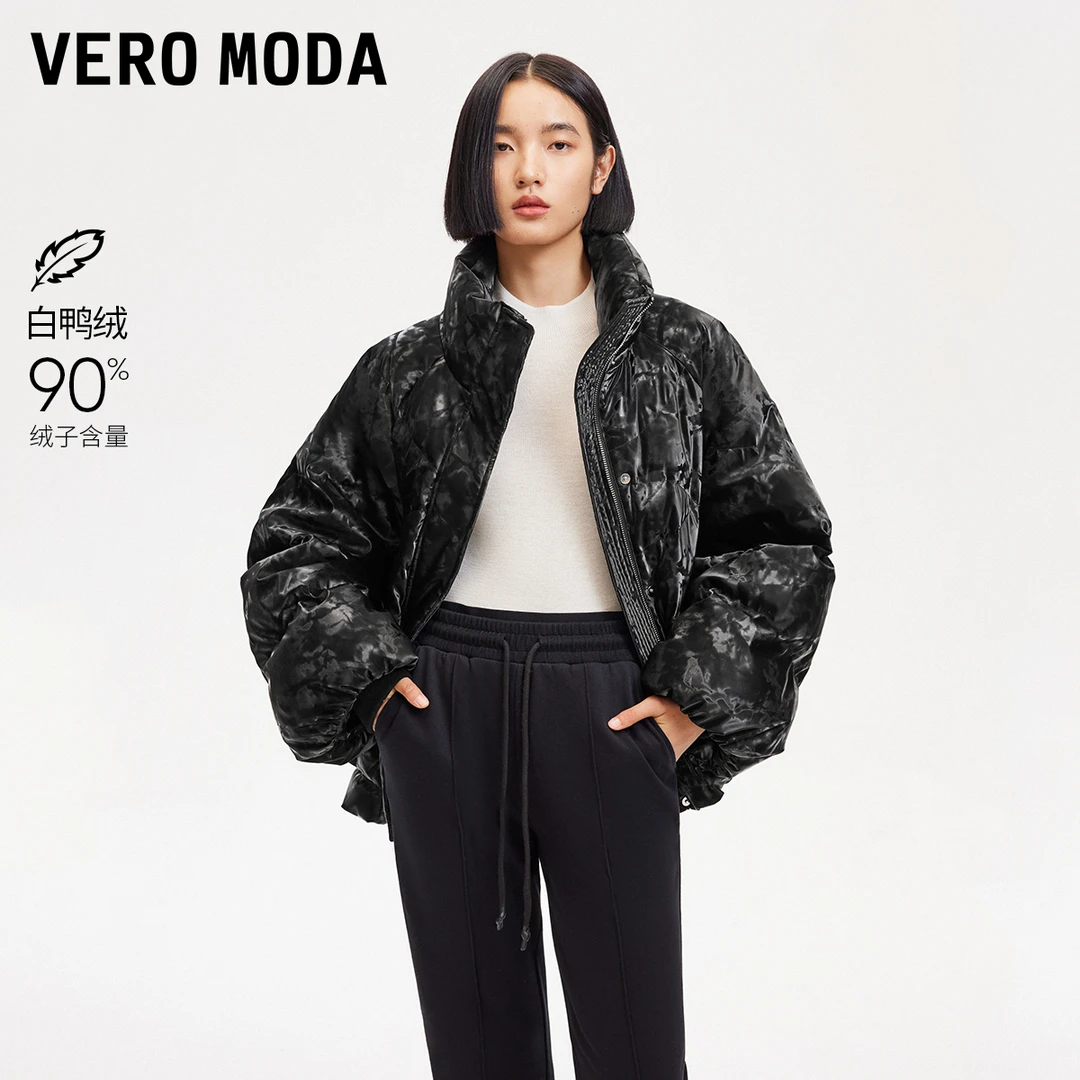 Vero Moda羽绒服女洋气新款立领光泽感90白鸭绒保暖轻薄外套