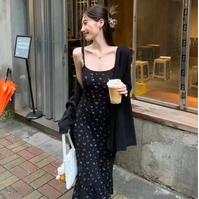 大码胖MM早气质百搭复古秋时尚宽松显瘦连衣裙套装