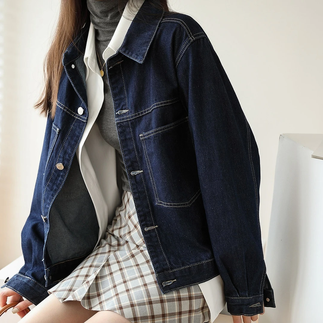 2023春季新款牛仔外套女韩版宽松短外套短款牛仔ins上衣蓝色V329