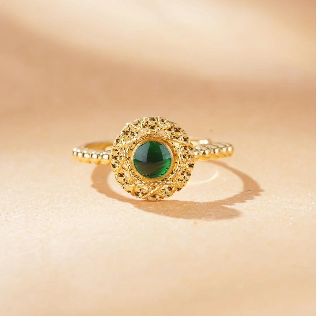 足金花丝珐琅戒指黄金活口戒指