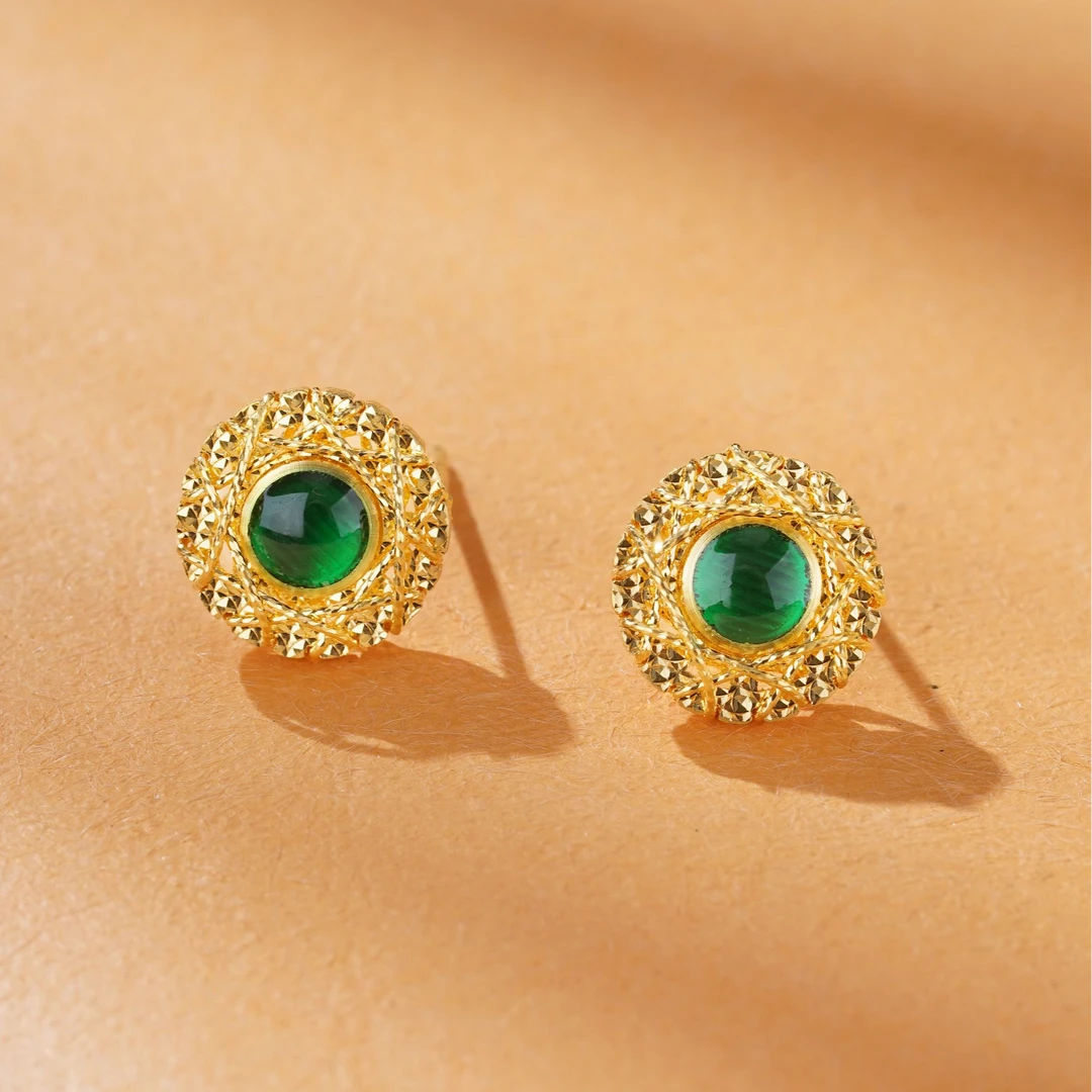 足金花丝法郎耳钉