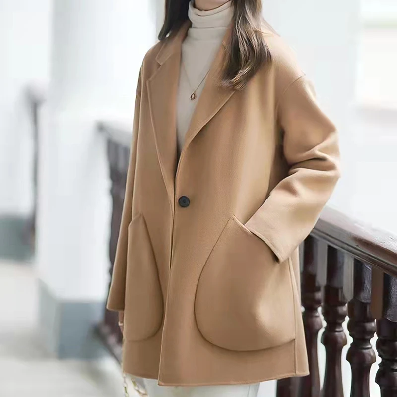 DFWOOLEN2025新款上新羊毛大衣纯色百搭时尚修身双面810