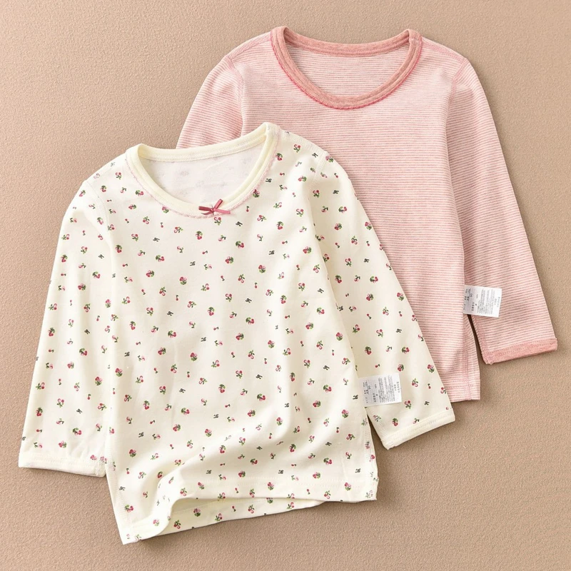 女童纯棉秋衣磨毛加厚宝宝保暖衣儿童秋装睡衣内穿打底衫长袖T恤