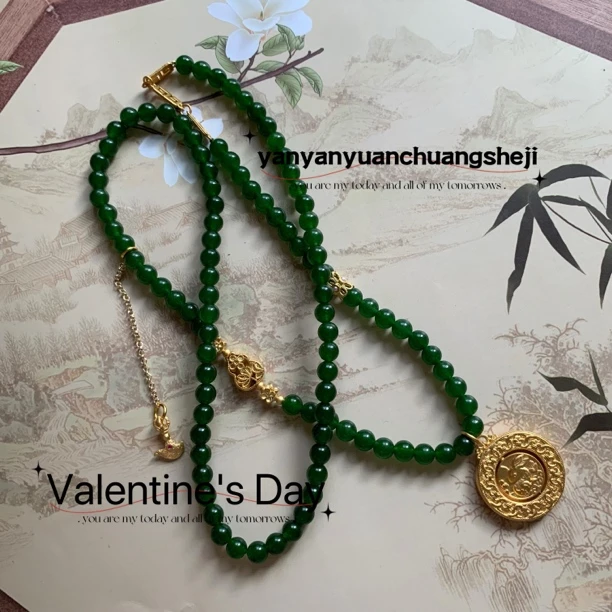 铜合金仿水晶项链 新中式新款月兔萌宠吊坠项链