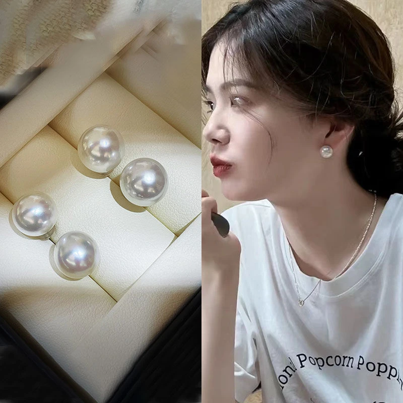 锌合金耳饰  韩版圆珠耳钉施家轻奢正圆大复古简约耳环女