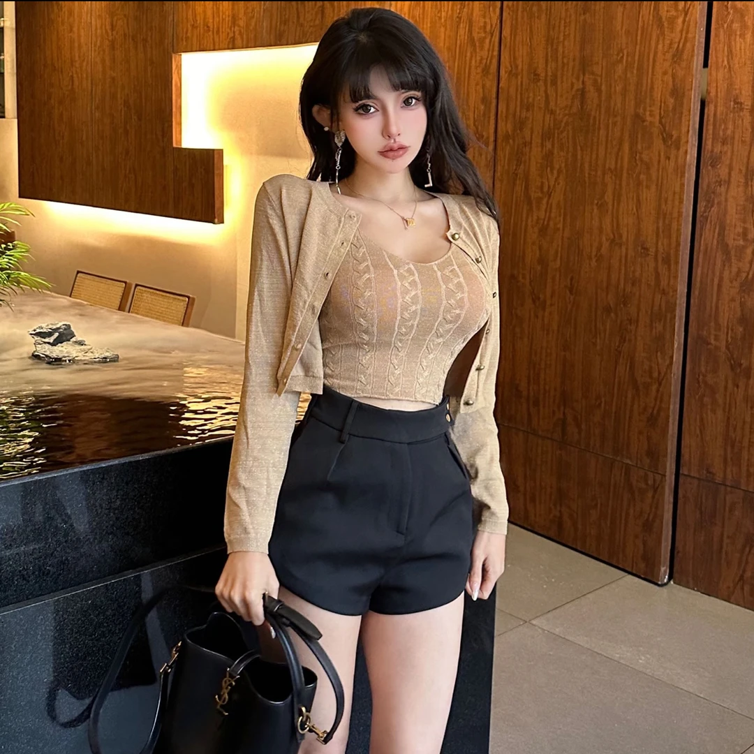 【歪宝自制】鎏金岁月性感女人 原创设计修身外套+吊带+裙