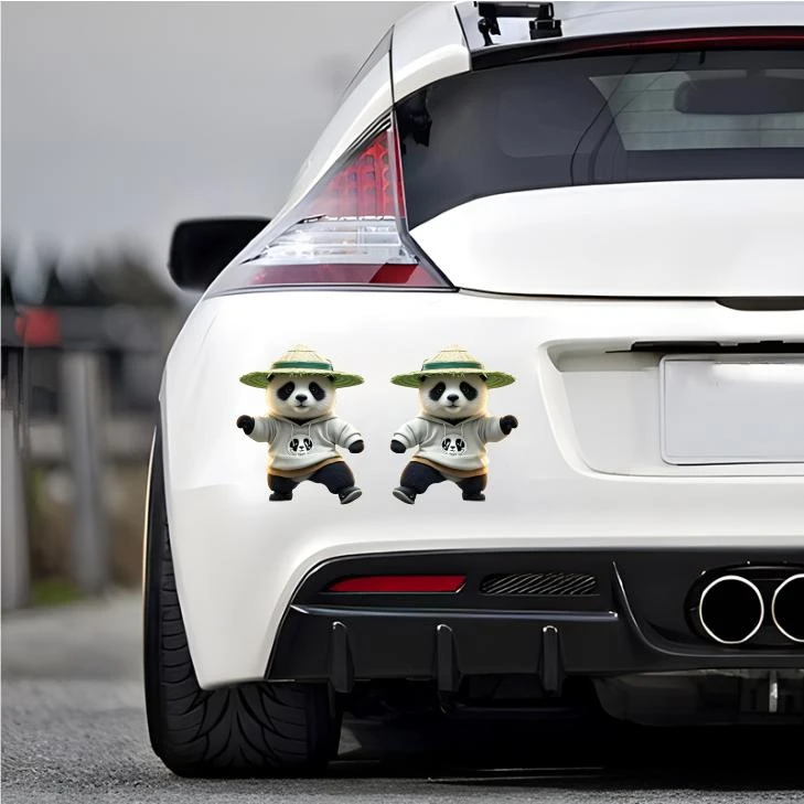 汽车贴纸划痕遮挡车贴小熊猫遮盖3D立体贴画卡通大面积动漫车身贴