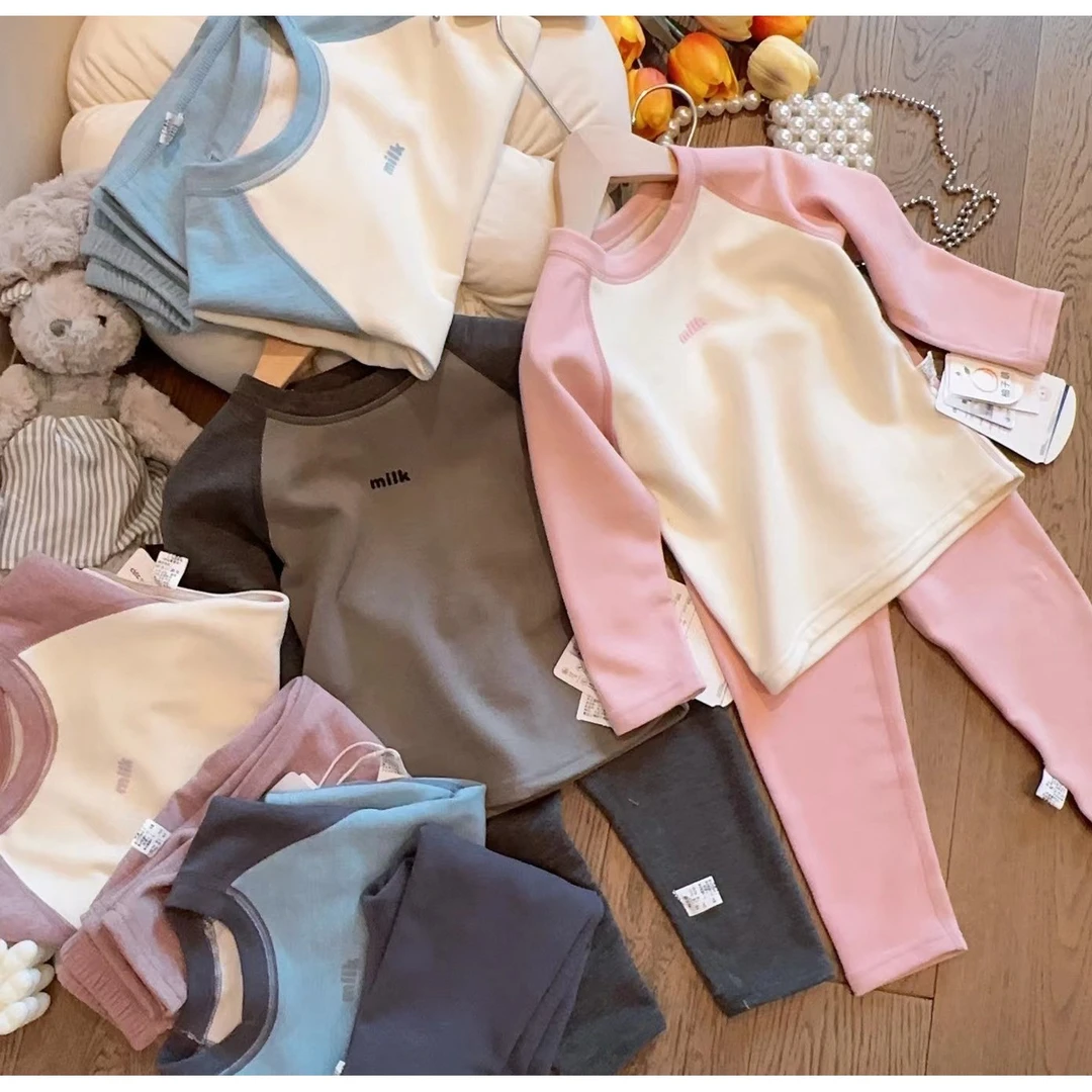 HHkids儿童秋衣秋裤男女童家居服加厚无骨睡衣保暖内衣套装GTZ560