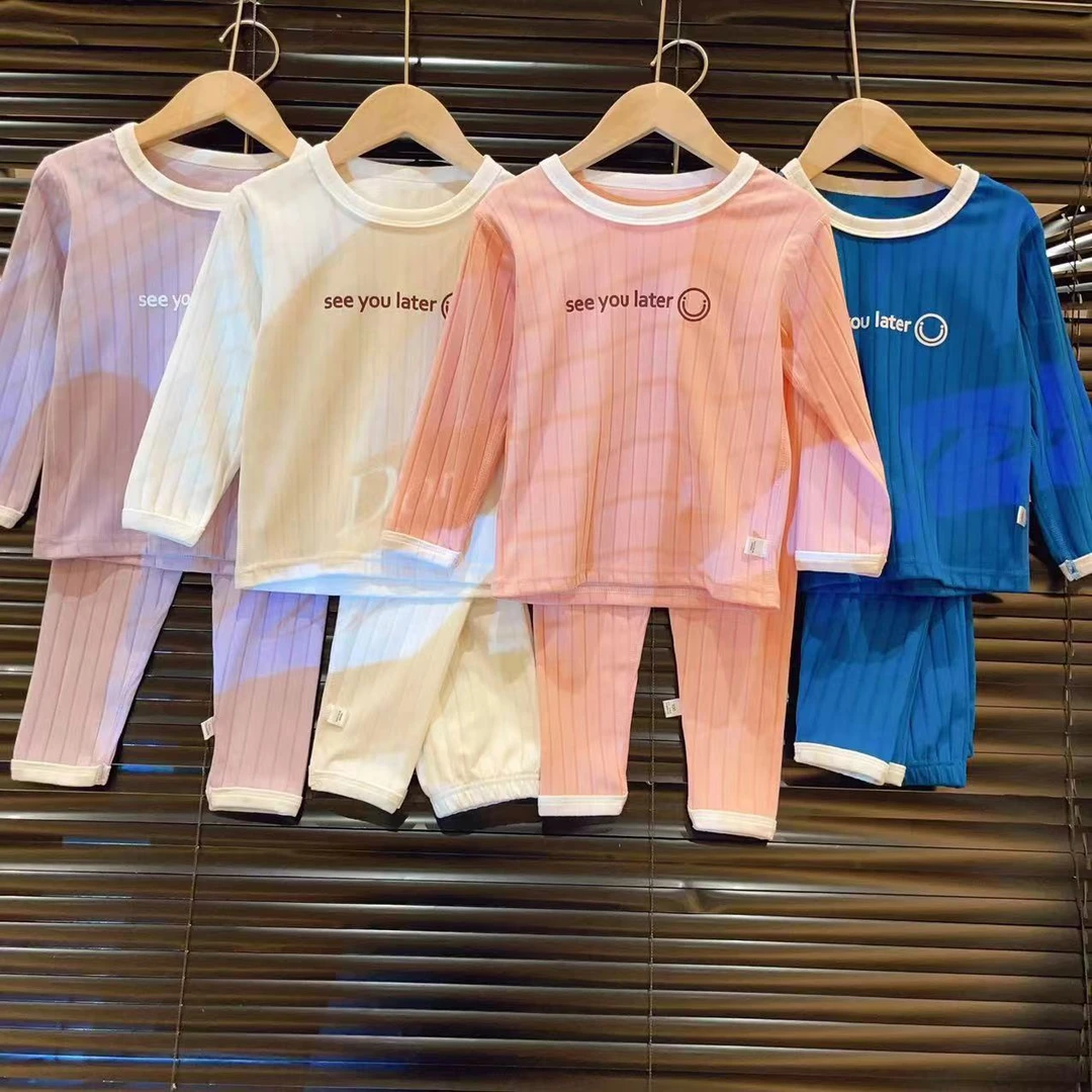 HHkids2023冬季新款儿童字母休闲家居服女童套装宝宝睡衣CTZ604