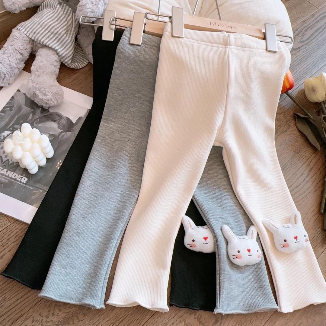 HHkids女童卡通小兔加绒打底裤2023秋冬加厚保暖宝宝裤子GKZ236