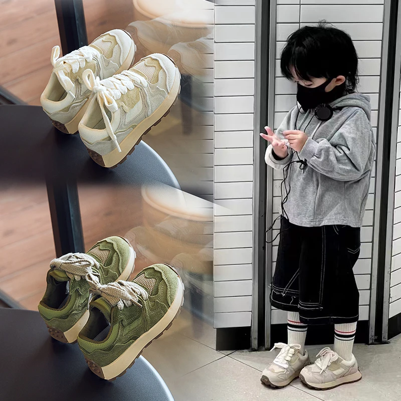 儿童潮鞋运动鞋2023秋新款中大童时尚男童老爹鞋透气百搭学生鞋子