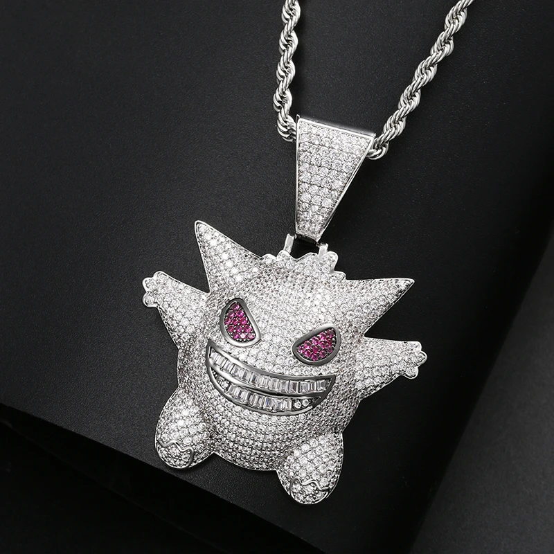 铜合成锆石吊坠 满钻耿鬼酷拽项链吊坠创意个性潮人