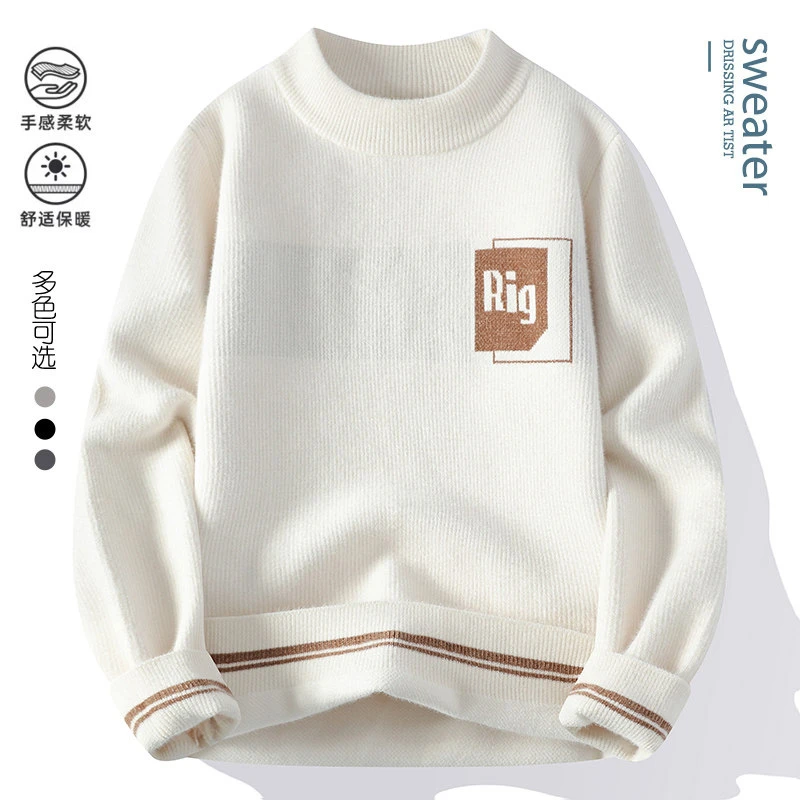 2024秋冬季青少年套头柔软舒适厚款毛衣学生休闲圆领针织衫M6601