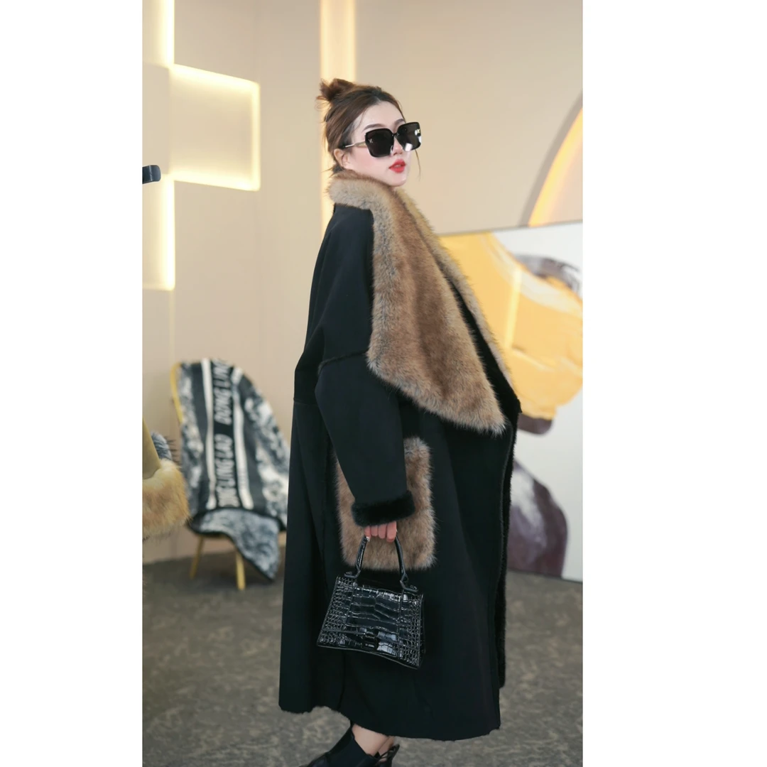 【星辰梦影】KUANG·YE 2024新款洋气百搭设计师款毛领女装外套056