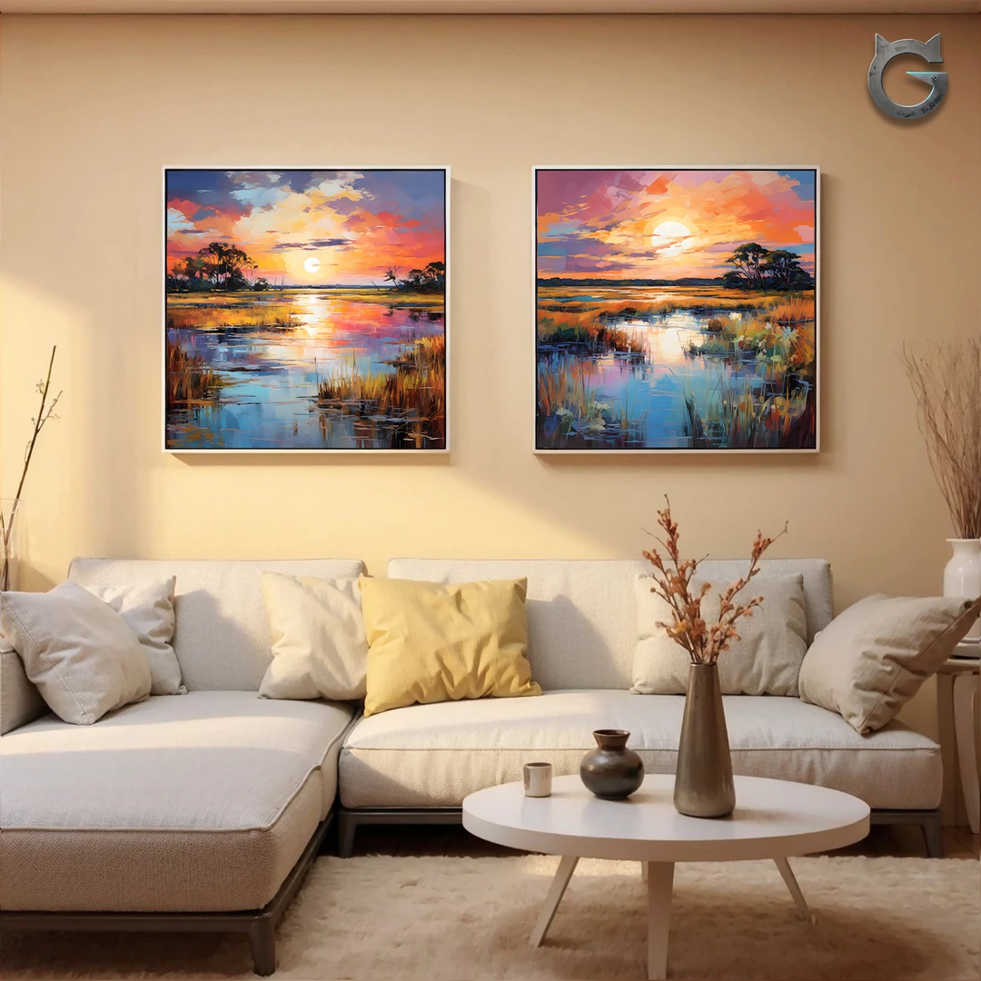 【赤尧创意】“落日余晖”原创设计品质装饰画加厚装裱制作展示艺术