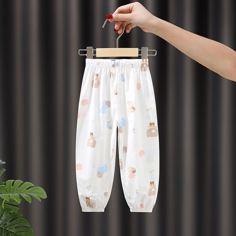 2025新品儿童防蚊裤男童休闲裤女童居家夏季薄款长裤子宝宝灯笼裤