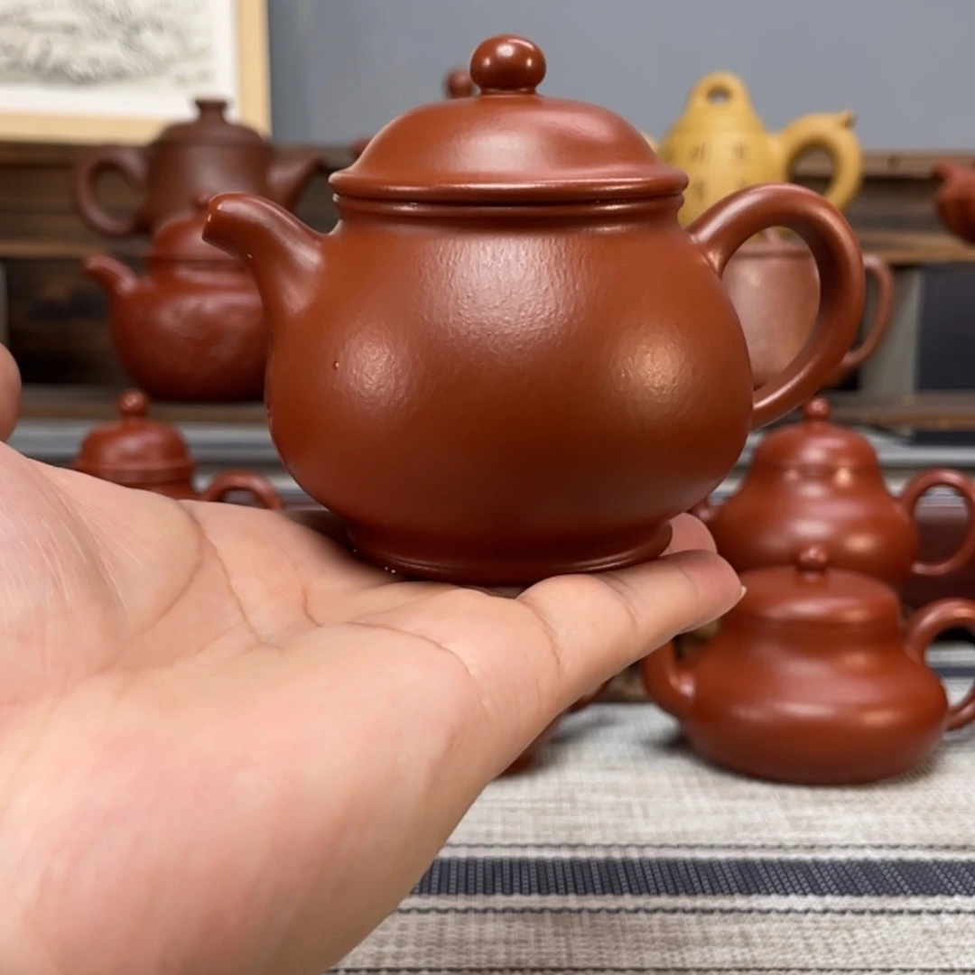 潘壶（170容量）-原矿朱泥-全手工拍打成型-手工紫砂壶- 孤品处理