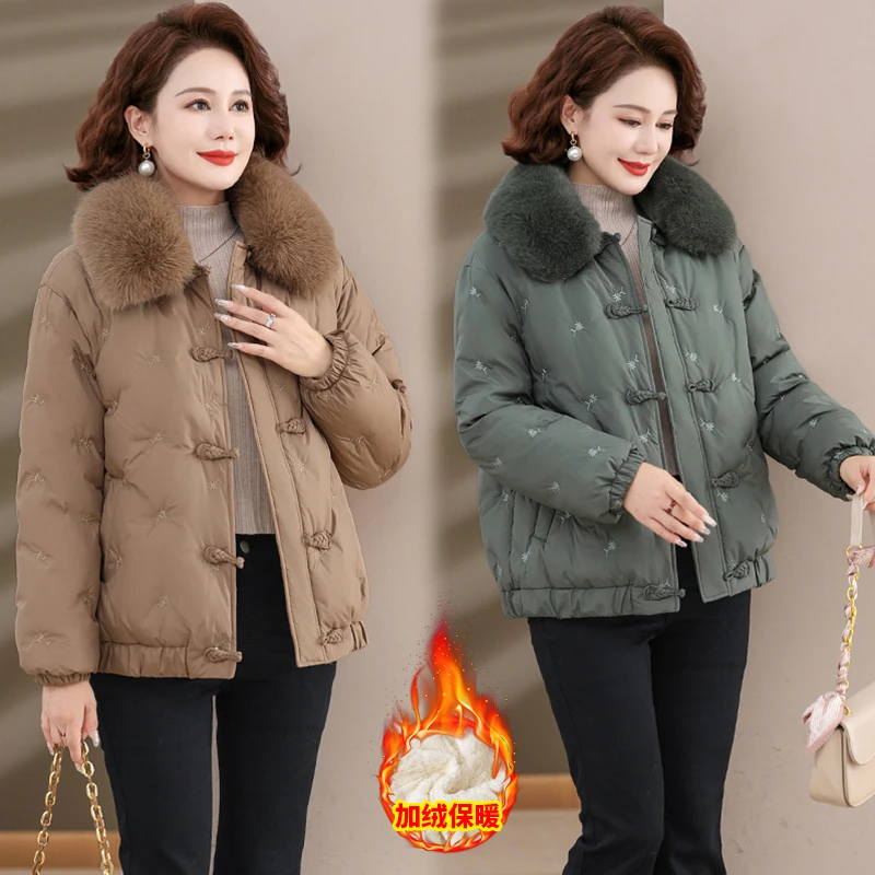 霖夕精选年轻妈妈冬装短款棉服洋气时尚外套中老年女冬季加厚棉袄