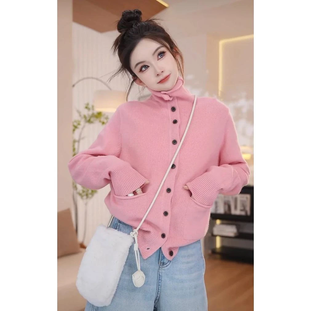 全绵羊毛零零百变仙女2024秋冬时尚针织百搭开衫毛衣