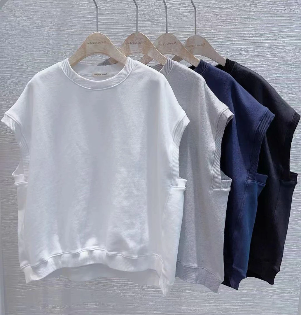 韩货马甲！极简大气百搭休闲宽松潮流无袖圆领韩版套头马甲
