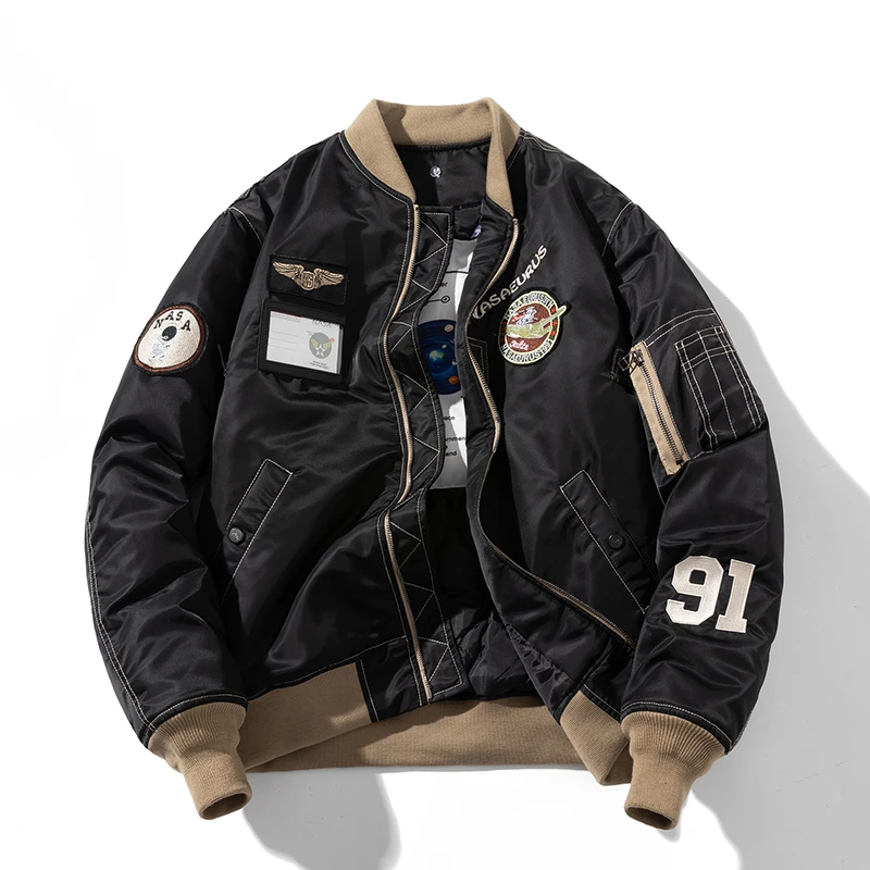 美式复古刺绣飞行员夹克男女外套秋冬季潮牌休闲宽松加厚棒球棉服
