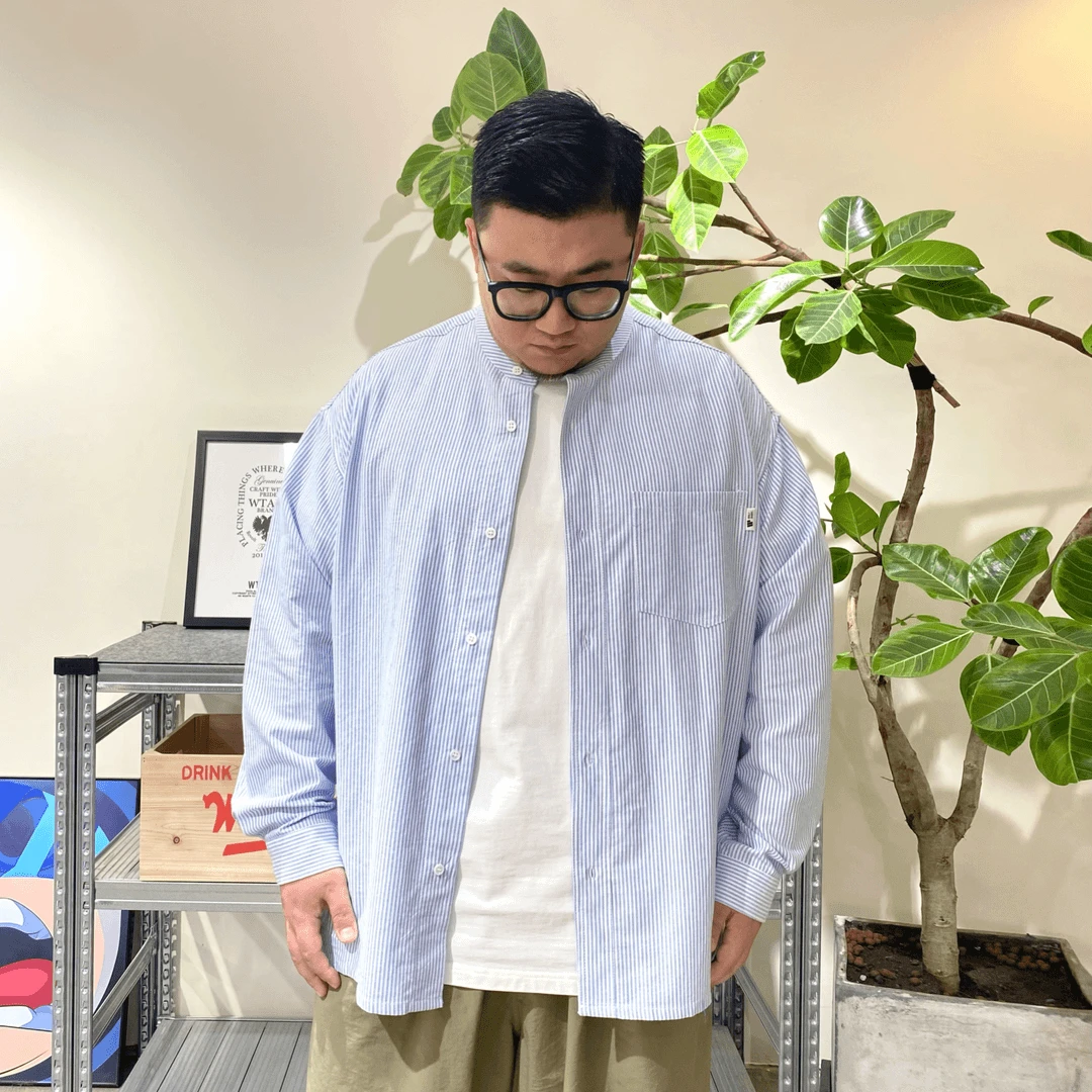 返秋复古日系潮流大码男孩黑白条纹长袖衬衫男款痞帅外套男上衣潮