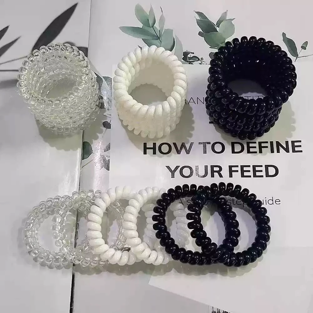 爆款电话线发圈简约耐用头绳皮筋发圈成人扎头发绳头饰高弹力发饰