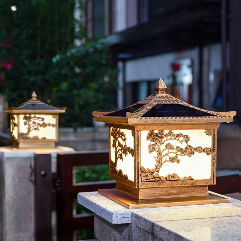 柱子灯太阳能柱头灯户外防水庭院别墅墙头围墙灯大门灯家用门柱灯