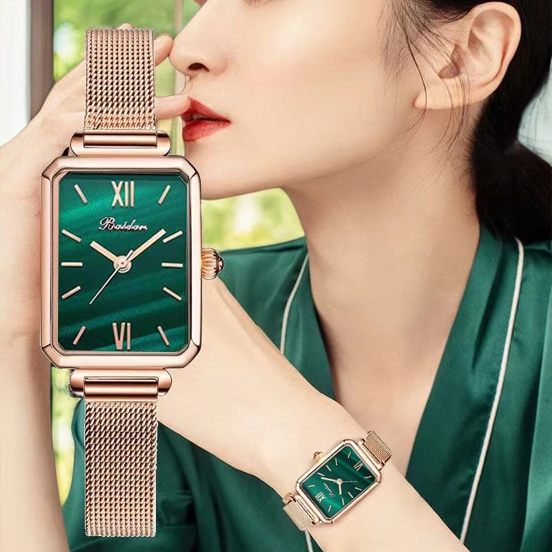 送老婆女士手表送礼物时尚潮流米兰网带小绿表时尚女生防水石英表