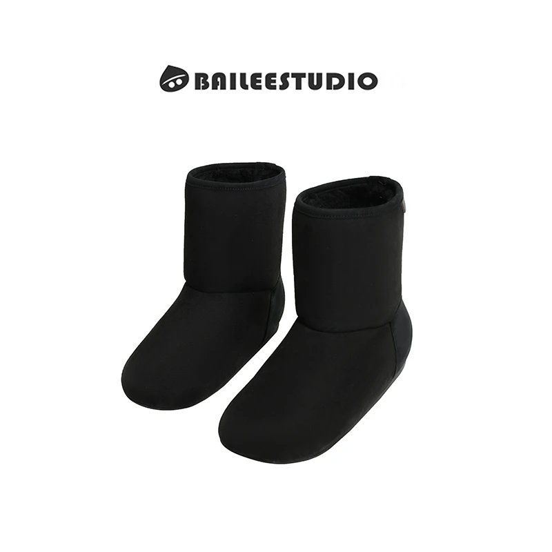 【柏栗良品】皮毛一体秋冬款短靴圆头平底时尚雪地靴X369