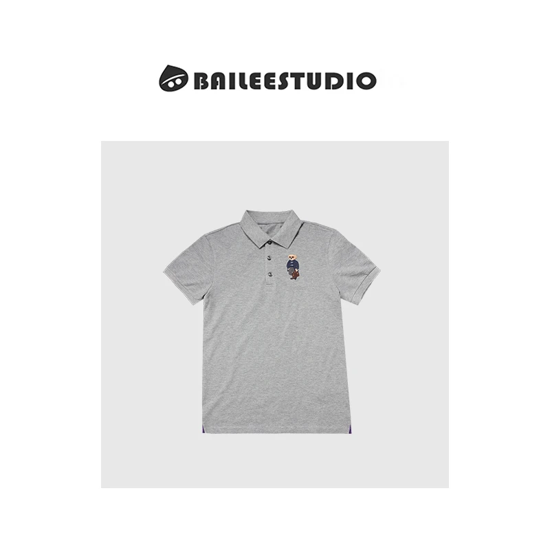 【柏栗良品】秋冬新品~可爱小熊刺绣设计感百搭短袖POLO衫222707