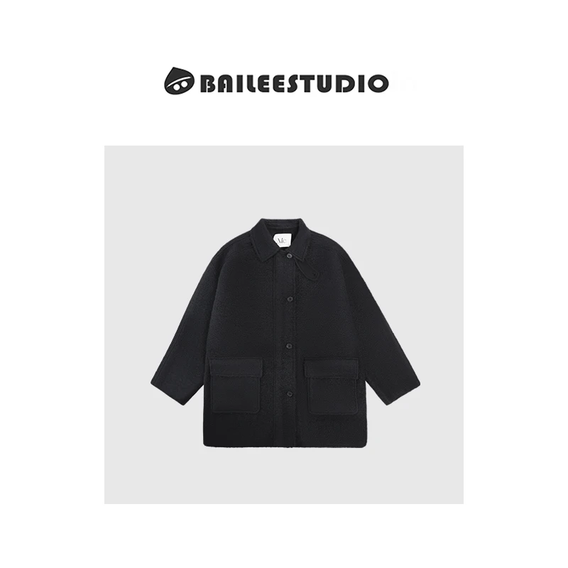 【柏栗良品】冬日重磅阿尔巴卡 羊毛小众轻奢风双面毛呢外套240302