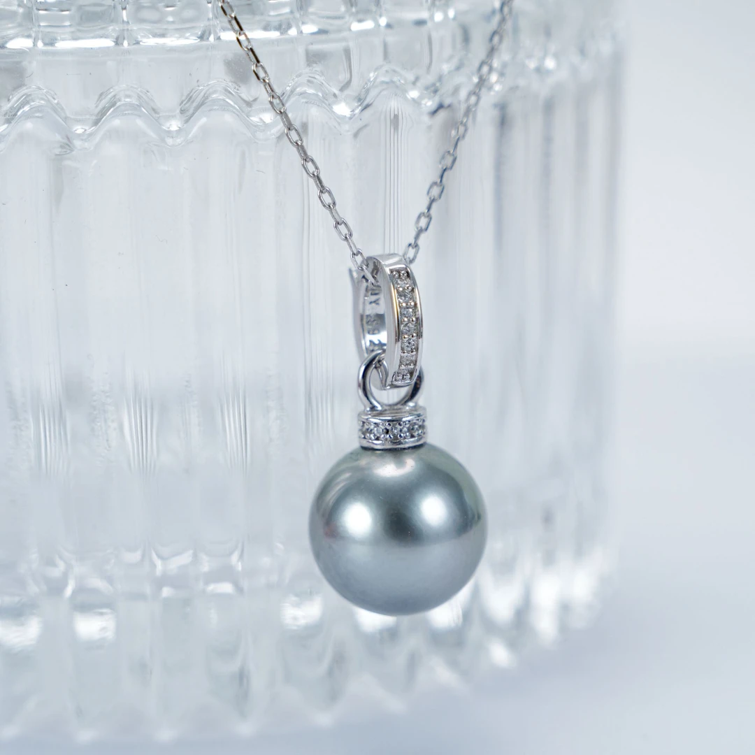 南珠宫925银海水珍珠吊坠大溪地万能扣百搭款送女友 11-12mm