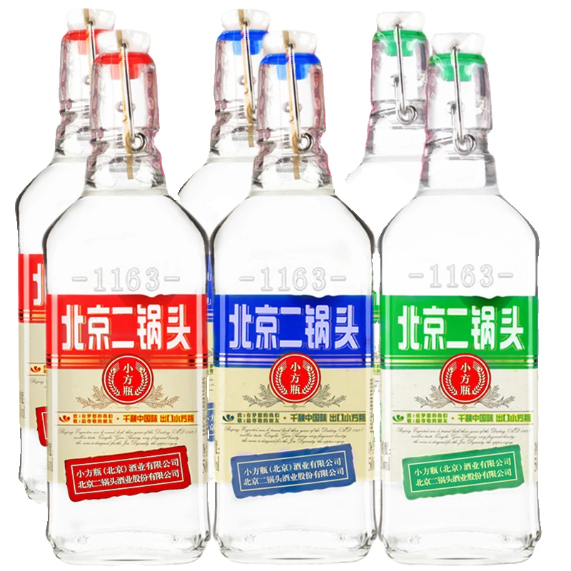 永丰牌北京二锅头出口小方瓶500ml*6瓶装清香型纯粮白酒42度500ml