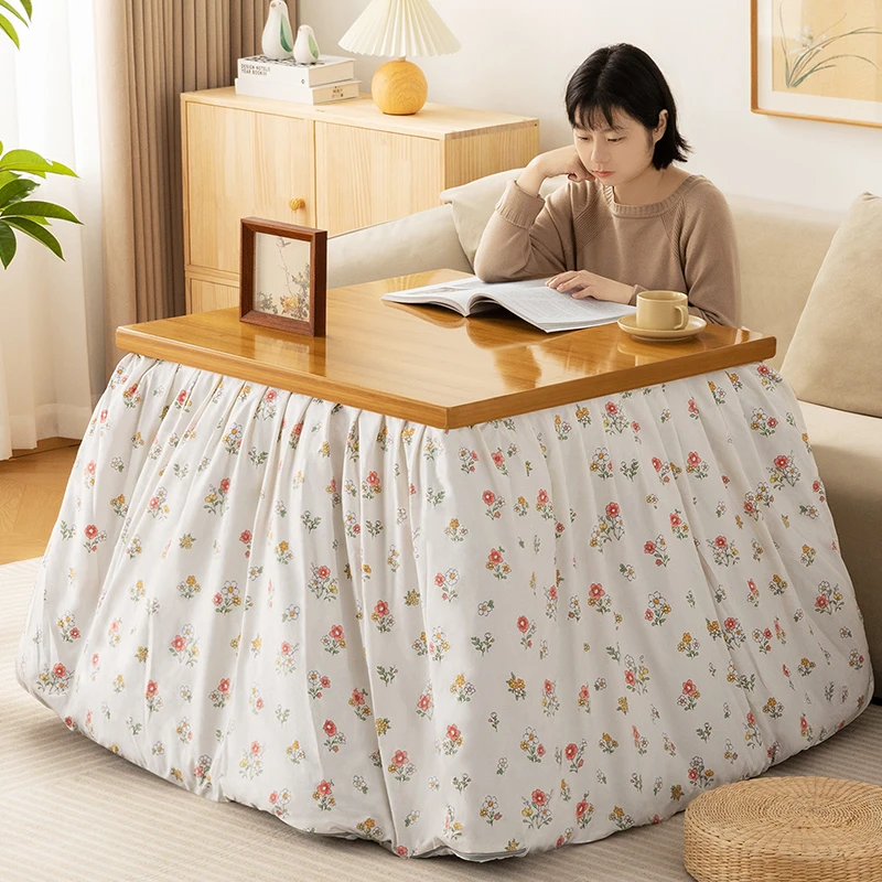 烤火桌子家用实木烤火架冬季烤火炉四方桌正方形简易取暖桌可折叠