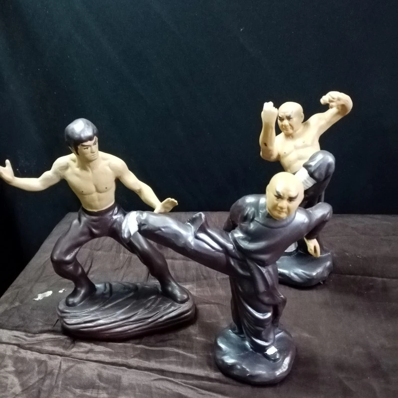 陶瓷工艺品人物小摆件庭院盆景造景中华武术功夫 李小龙 金鸡独立