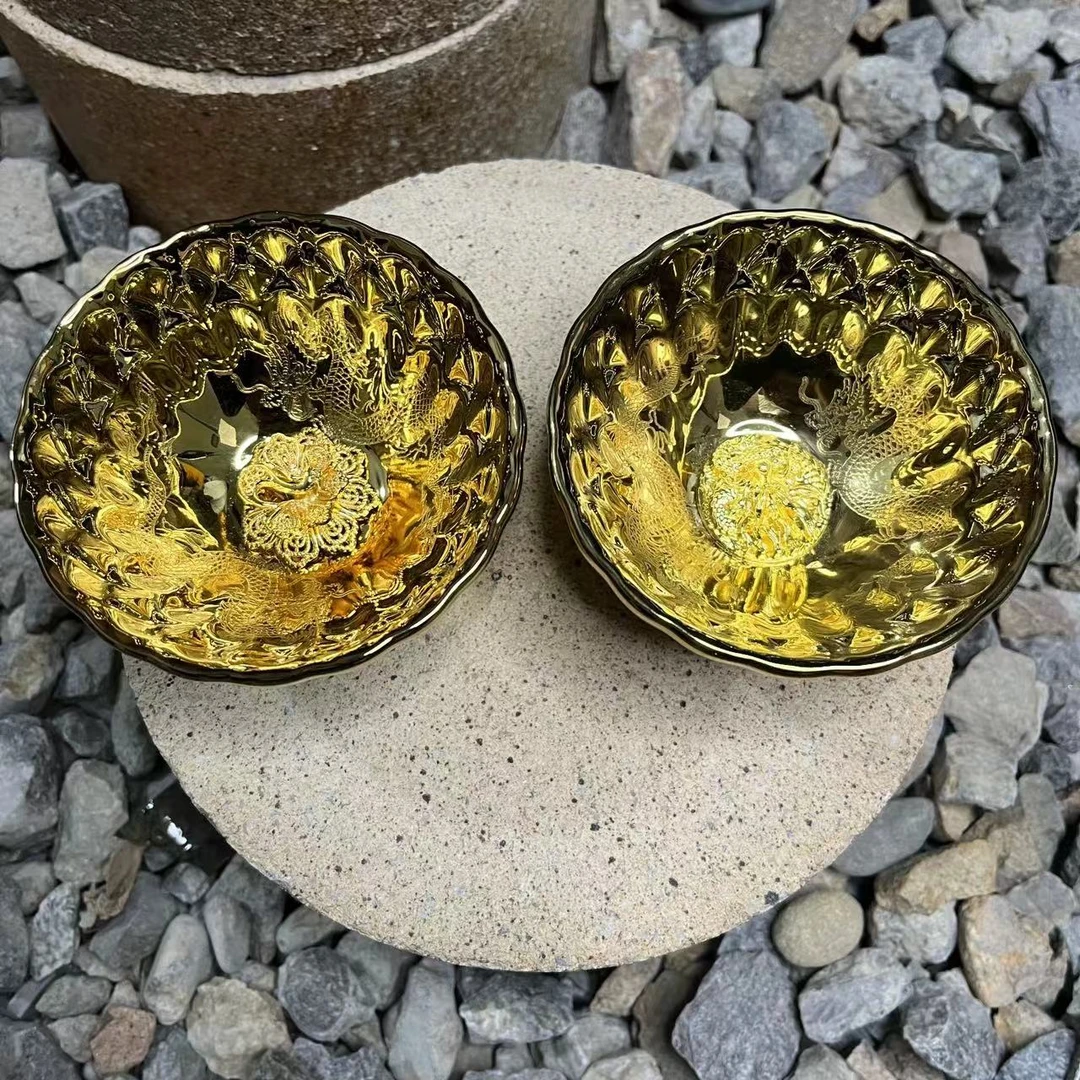 e闪购商品】龙飞凤舞龙凤对杯  茶器 茶杯 主人杯 （无礼盒）