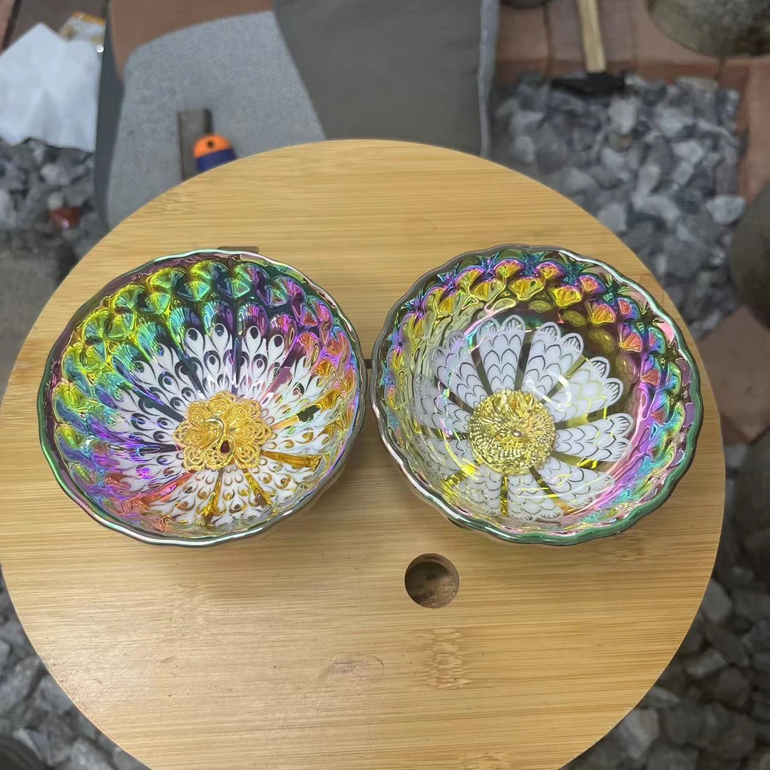 m闪购商品】七彩梦幻龙凤对杯 精美无暇  茶杯 主人杯 D（无礼盒）