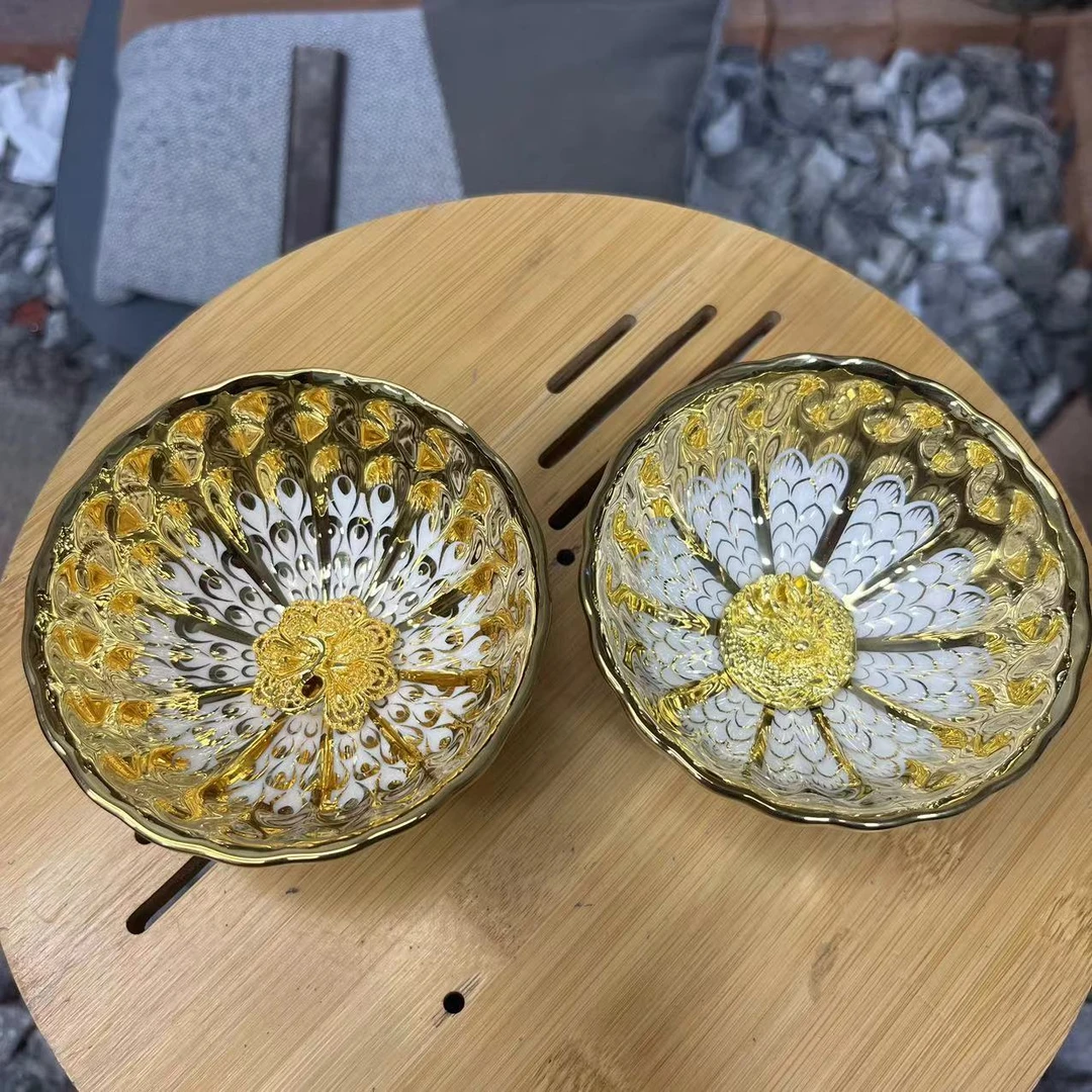 【闪购商品】金玉满堂龙凤对杯 精美无暇  茶杯 主人杯 （无礼盒）