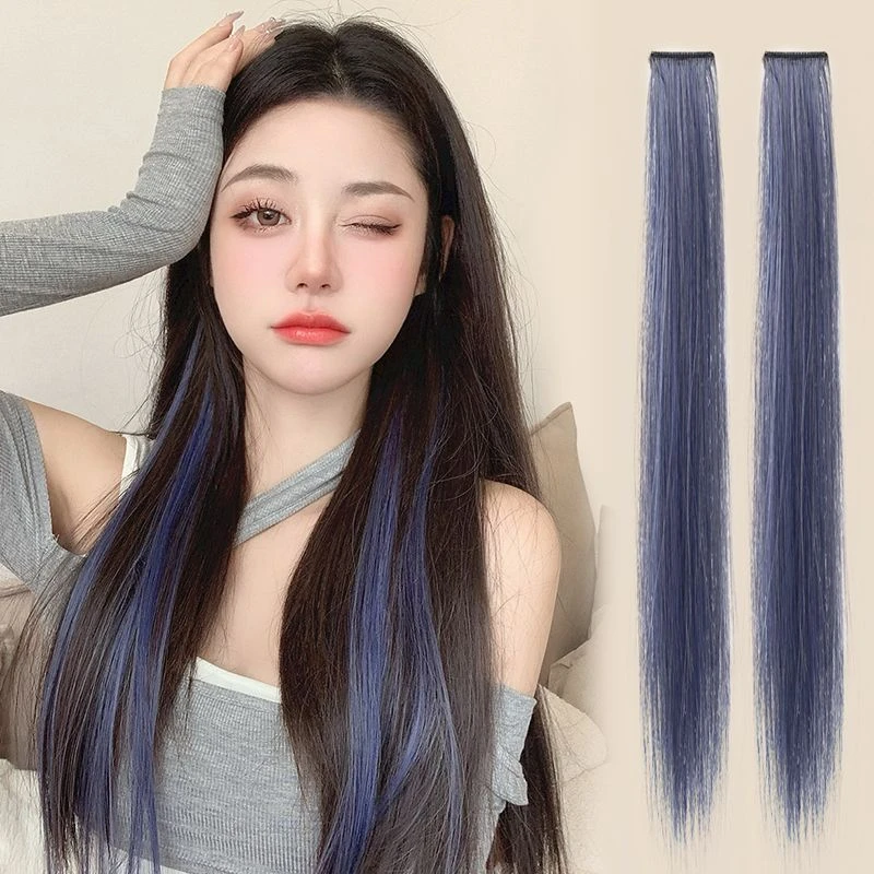 假发女长发挂耳染接发片女团紫色挑染仿真直发隐形自然彩色假发片