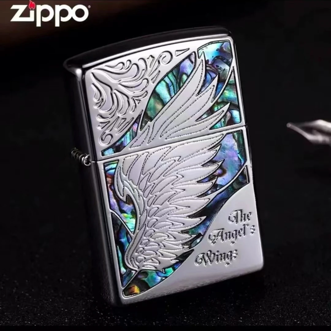ZIPPO打火机DIY205双面天使之翼彩贝镜面男士礼品送礼收藏防风