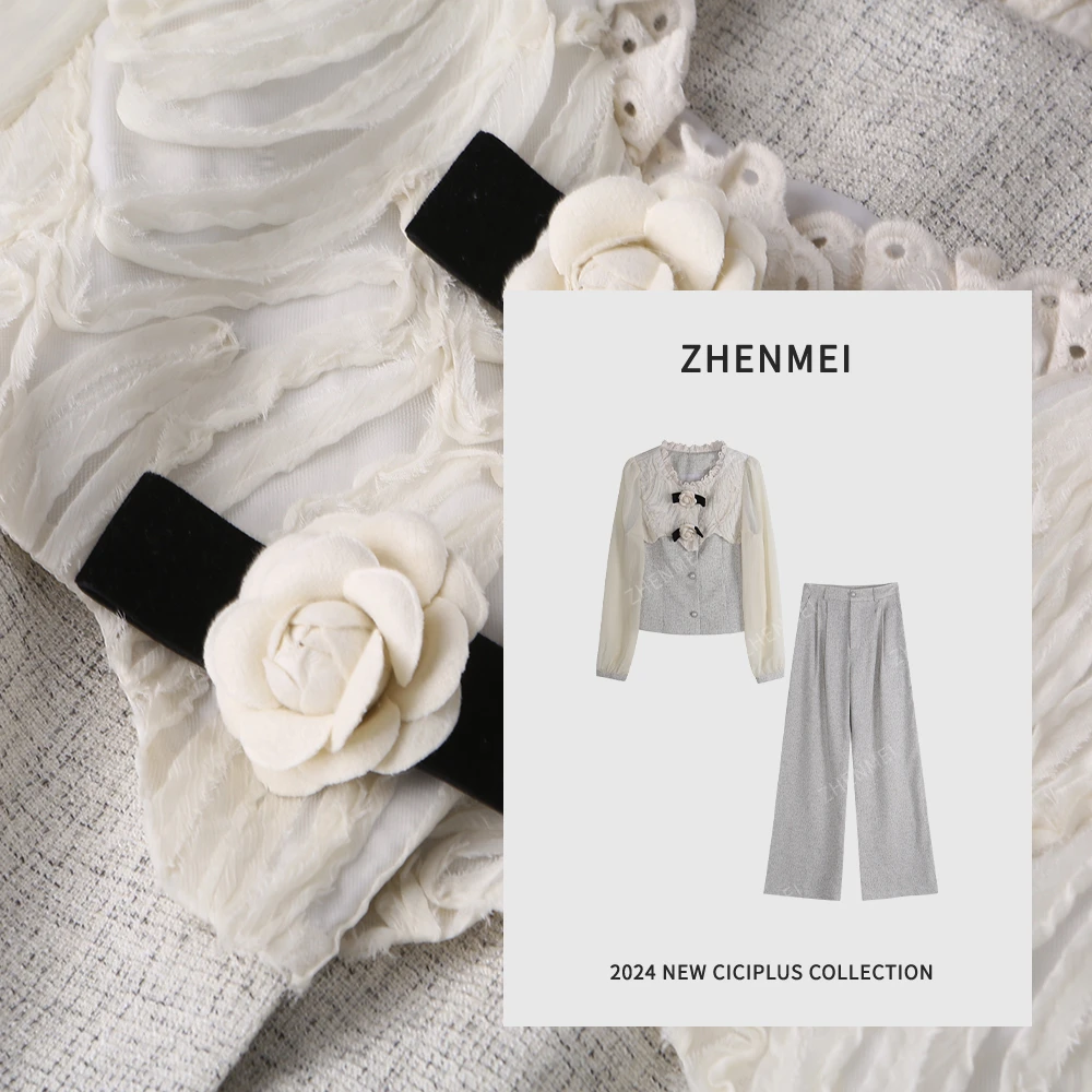 2024秋季新款显瘦气质长袖高腰时尚休闲套装86A306