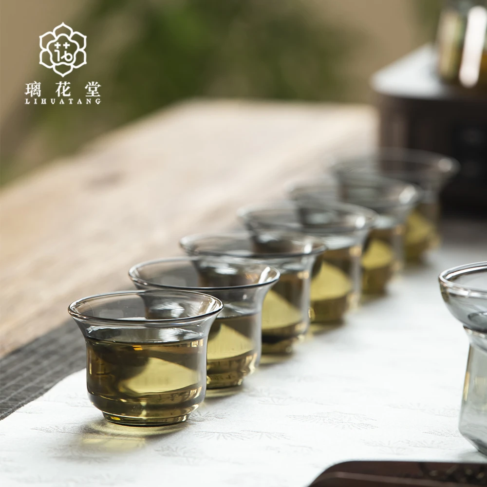 家用笑口常开透黑料品杯喝茶小杯子高硼硅耐热玻璃六只品杯