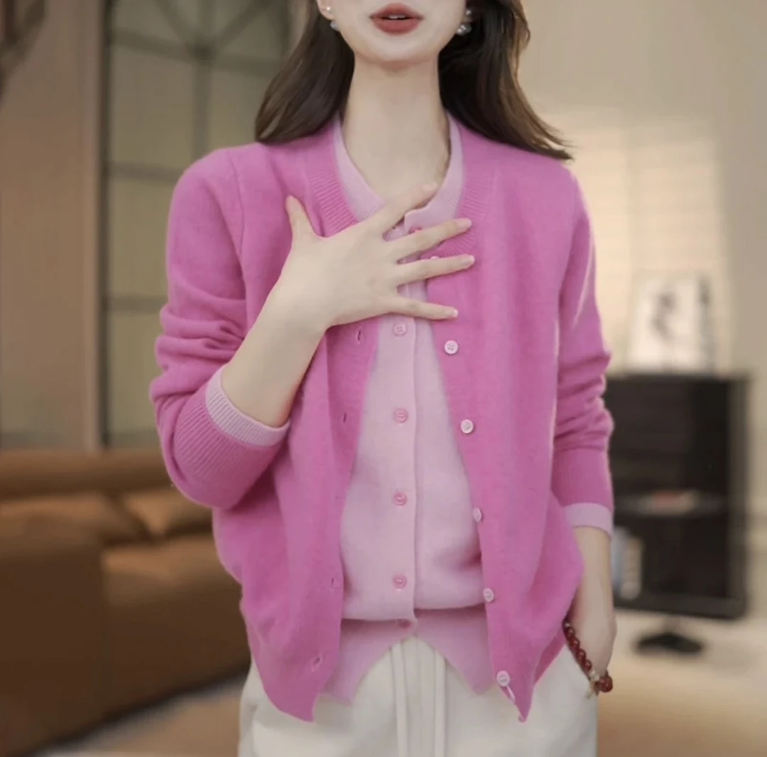羊毛杉秋冬新款遮肉显瘦气质外搭假两件开杉洋气减龄大码针织杉女