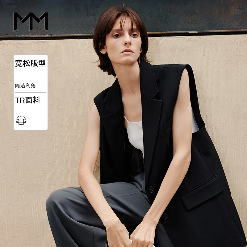 MM麦檬商场同款新品舒适休闲西装式西装复古马甲女5F2110971