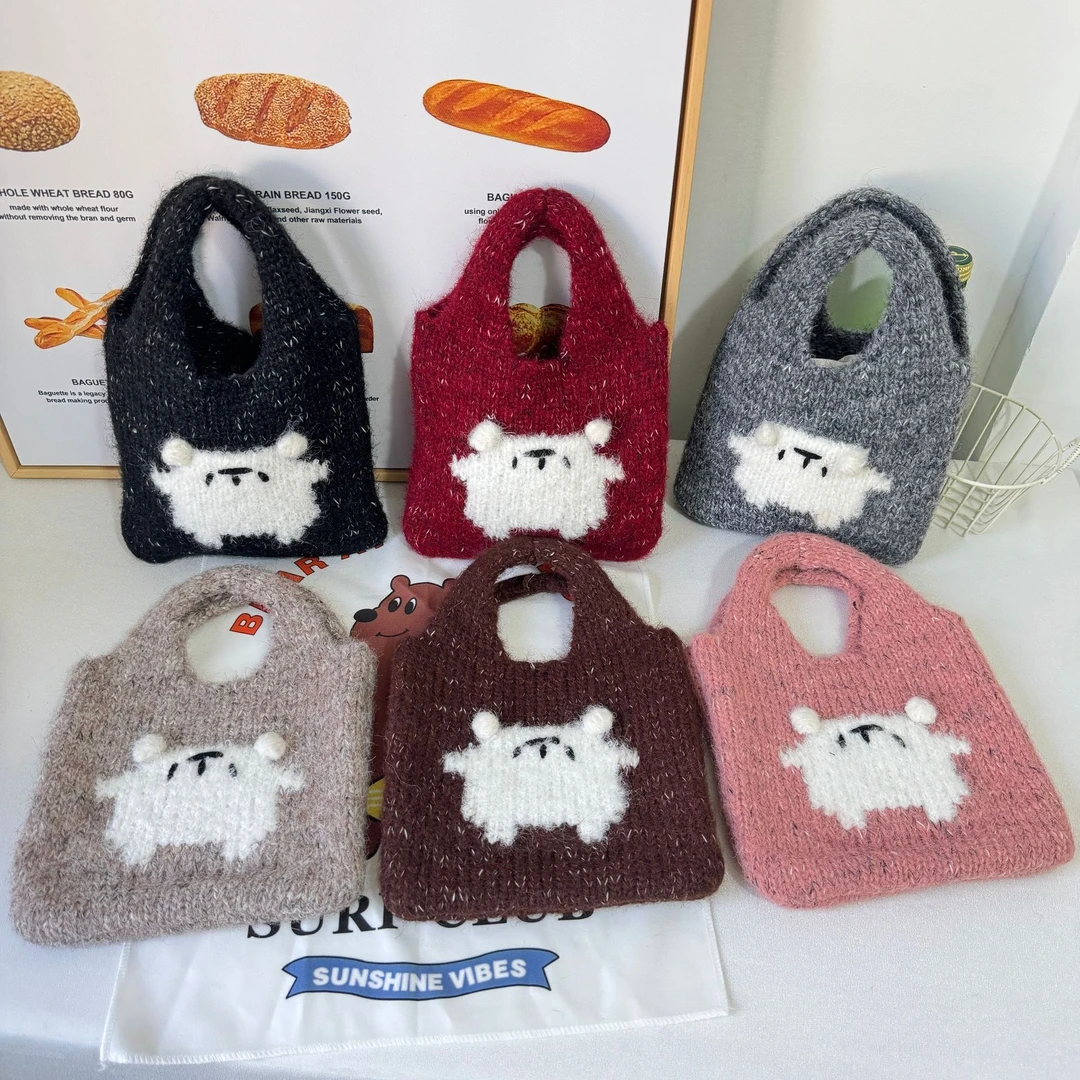 小众设计感针织猫咪小包手提包手腕包日常遛弯手拎包毛线编织包包