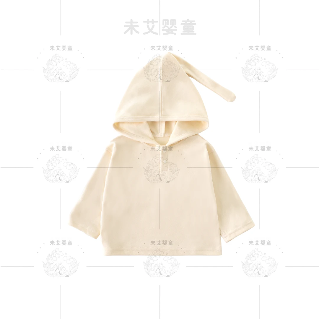 婴儿上衣儿童秋冬德绒男女宝宝巫师帽男童女孩T恤连帽衫可爱外套
