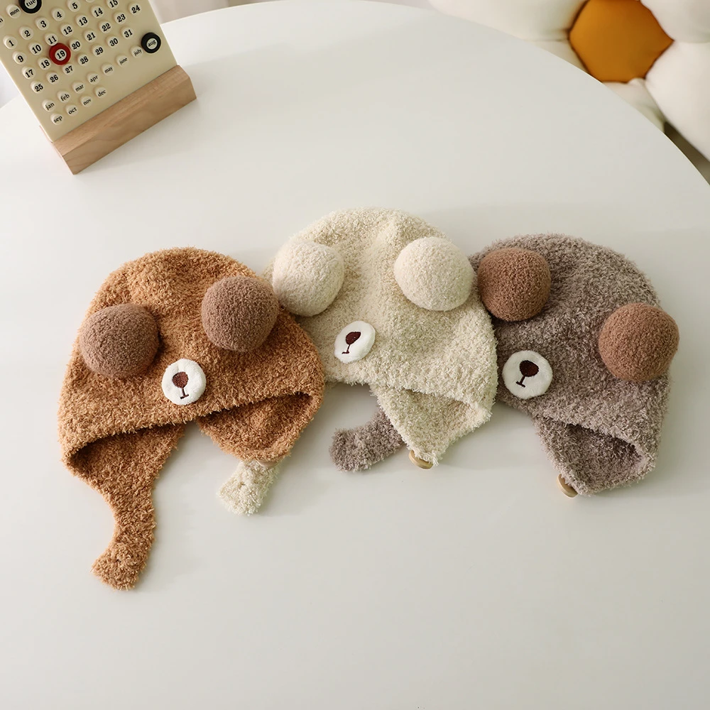 ins风可爱球球婴幼儿系带秋冬季保暖胎帽男宝宝护耳女童毛绒帽潮